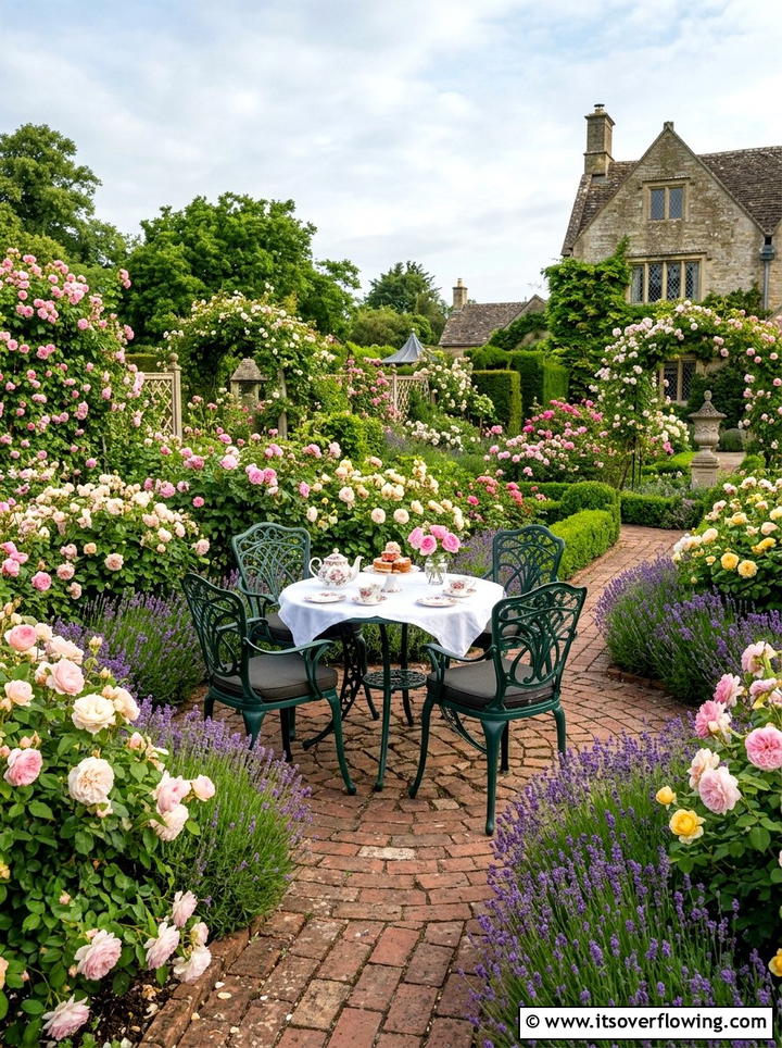 English rose garden tea spot - 25 creative garden ideas with outdoor dining spaces