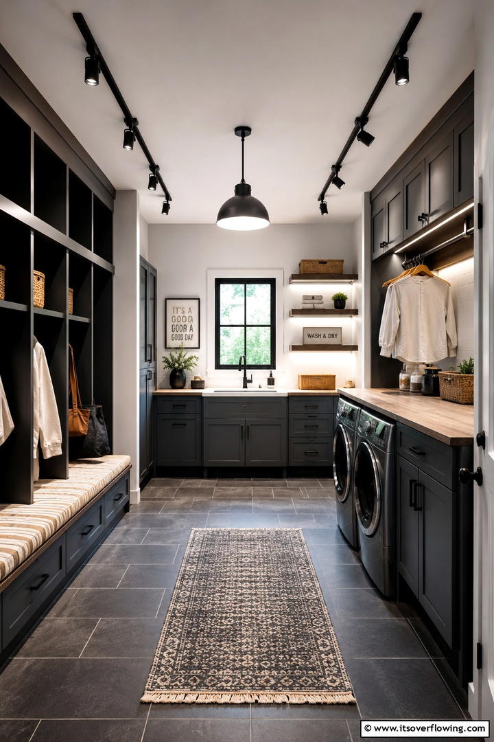 Enhanced Lighting Fixtures - 30 Mudroom Laundry Room Combo Ideas for Efficient Spaces
