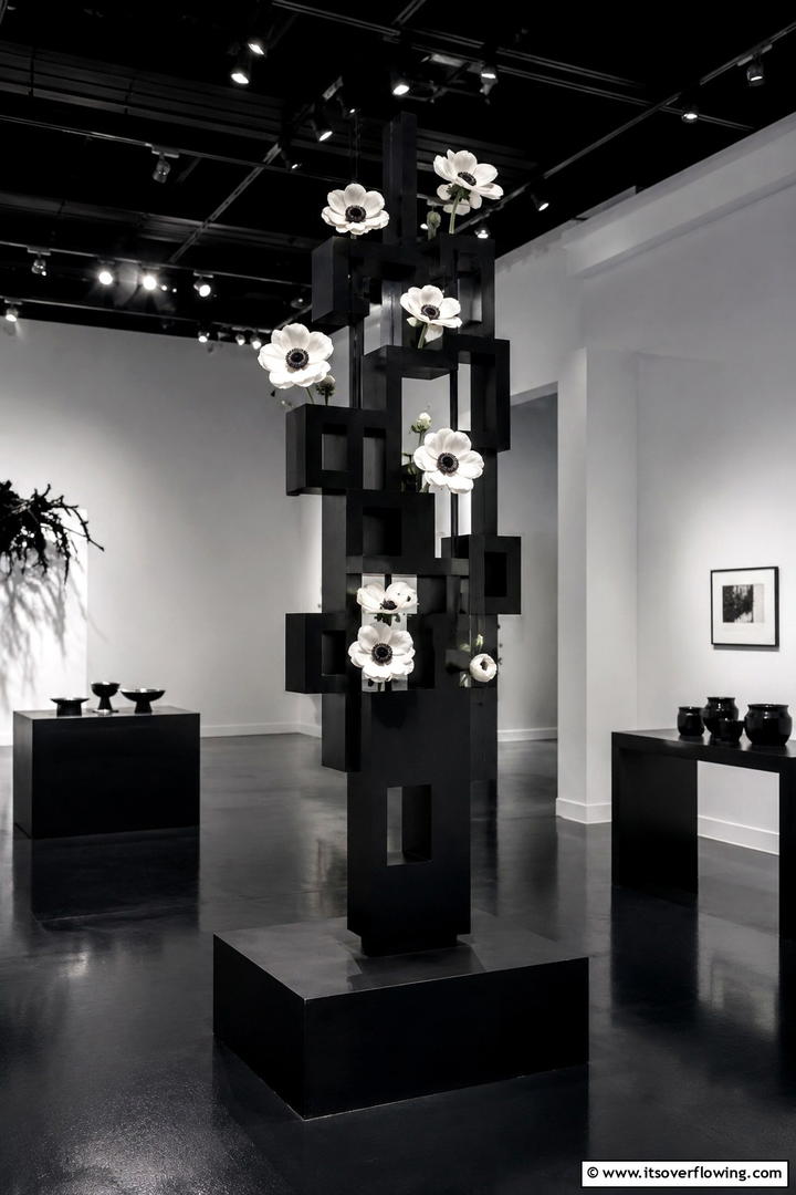 Enigmatic Black and White Structure - 30 Tall Wedding Centerpiece Ideas for Elegant Table Displays