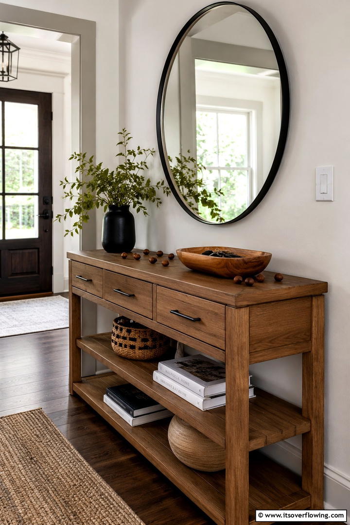 Entryway Console Drawer - 50 Minimalist Fall Decor Ideas to Upgrade Spaces Now