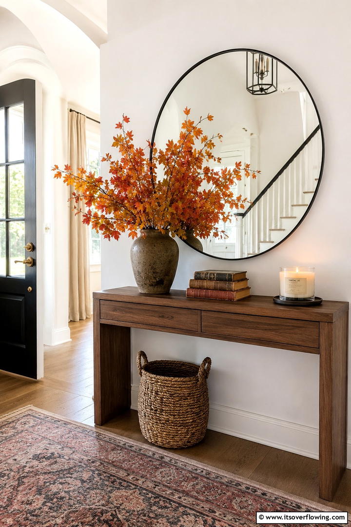 Entryway Console Welcoming Vignette - 50 Fall Decor Ideas for A Cozy Seasonal Refresh at Home