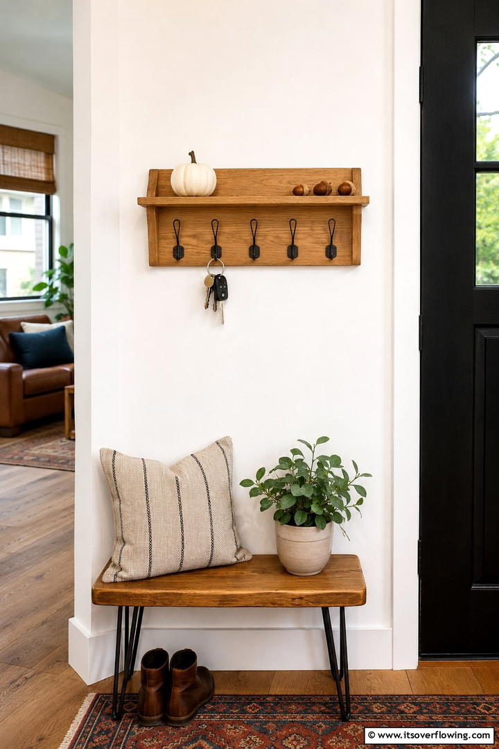 Entryway Key Hook Area - 50 Minimalist Fall Decor Ideas to Upgrade Spaces Now