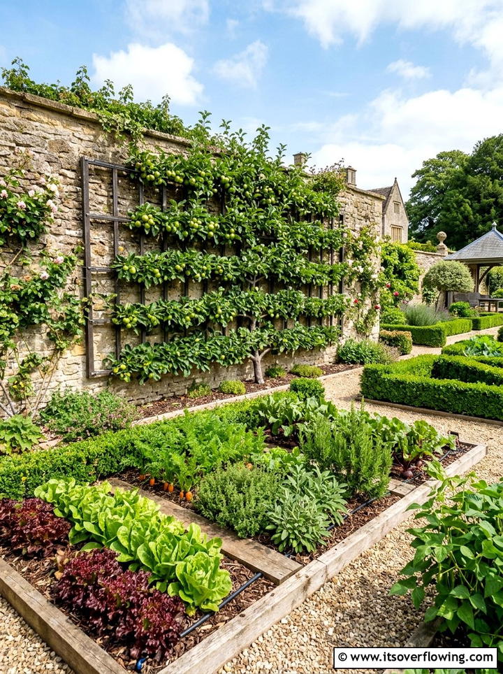 Espalier fruit tree frame - 25 garden decor ideas with trellis backdrops