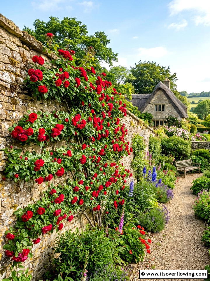 Espalier rose on garden wall - 25 creative garden ideas with espalier trees