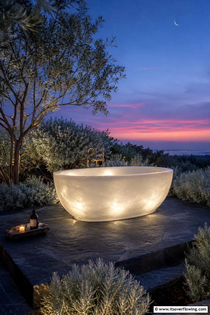 Ethereal Twilight Bath - 30 Serene Outdoor Bathtub Ideas for a Backyard Oasis