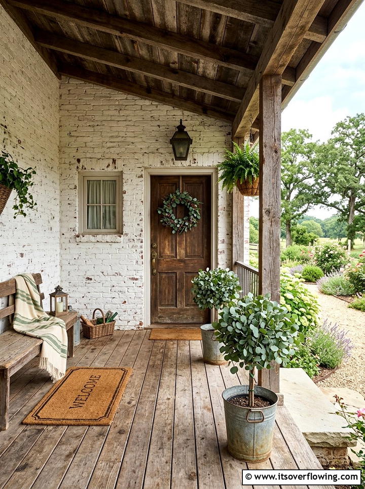 Eucalyptus topiary for farmhouse porch - 25 front porch decor ideas with topiaries
