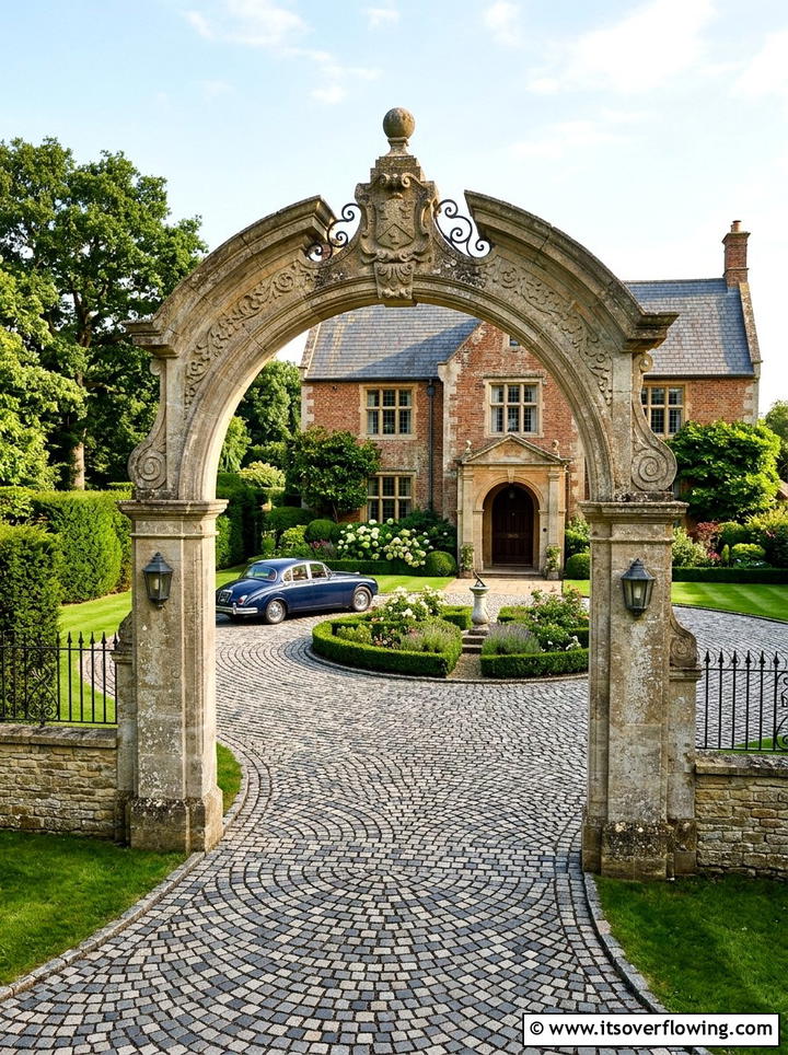 European Fan Entranceway - 25 backyard ideas with stamped concrete