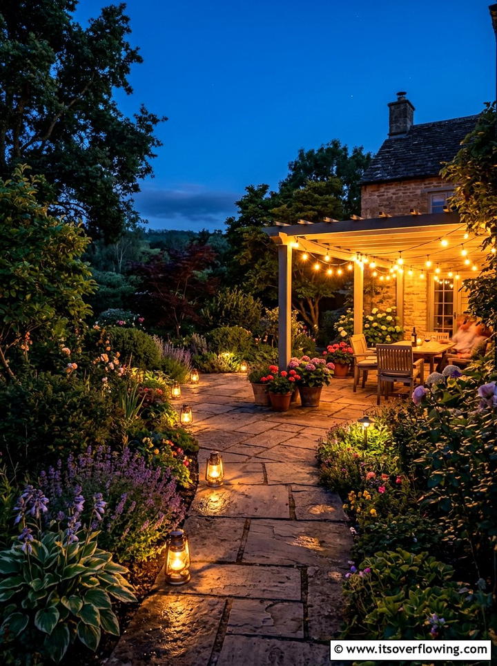 Evening garden lighting - 25 garden ideas for cottage homes