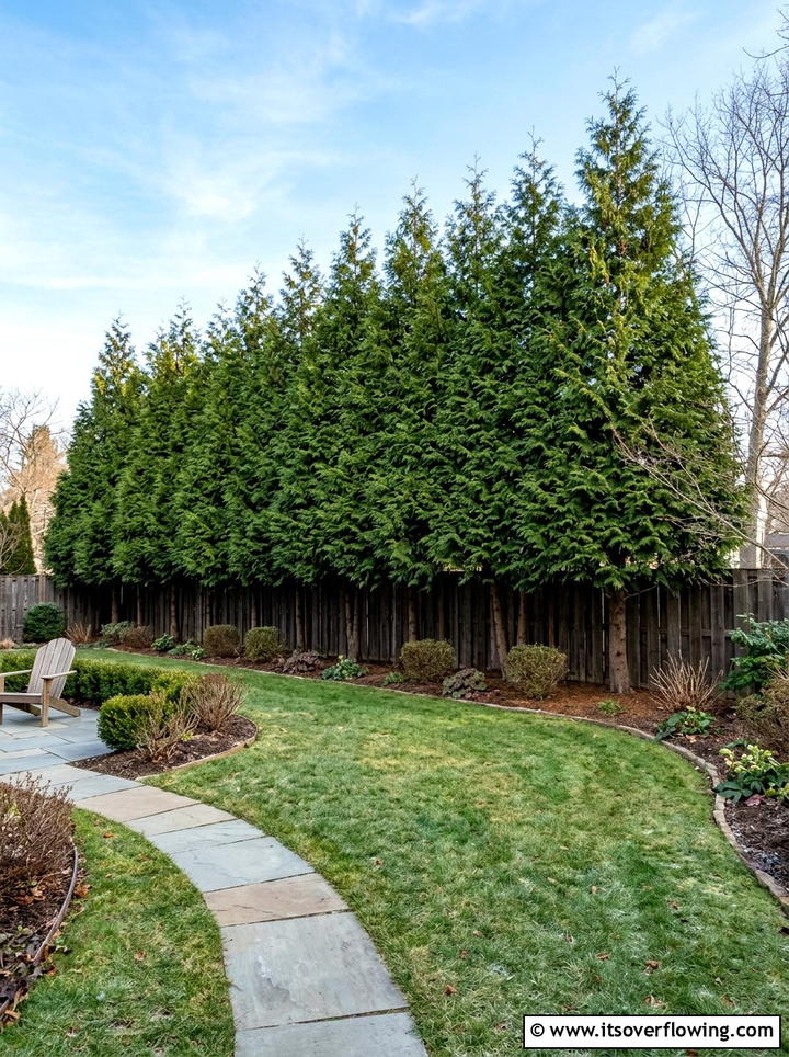 Evergreen Privacy Row - 25 garden design ideas for fence lines