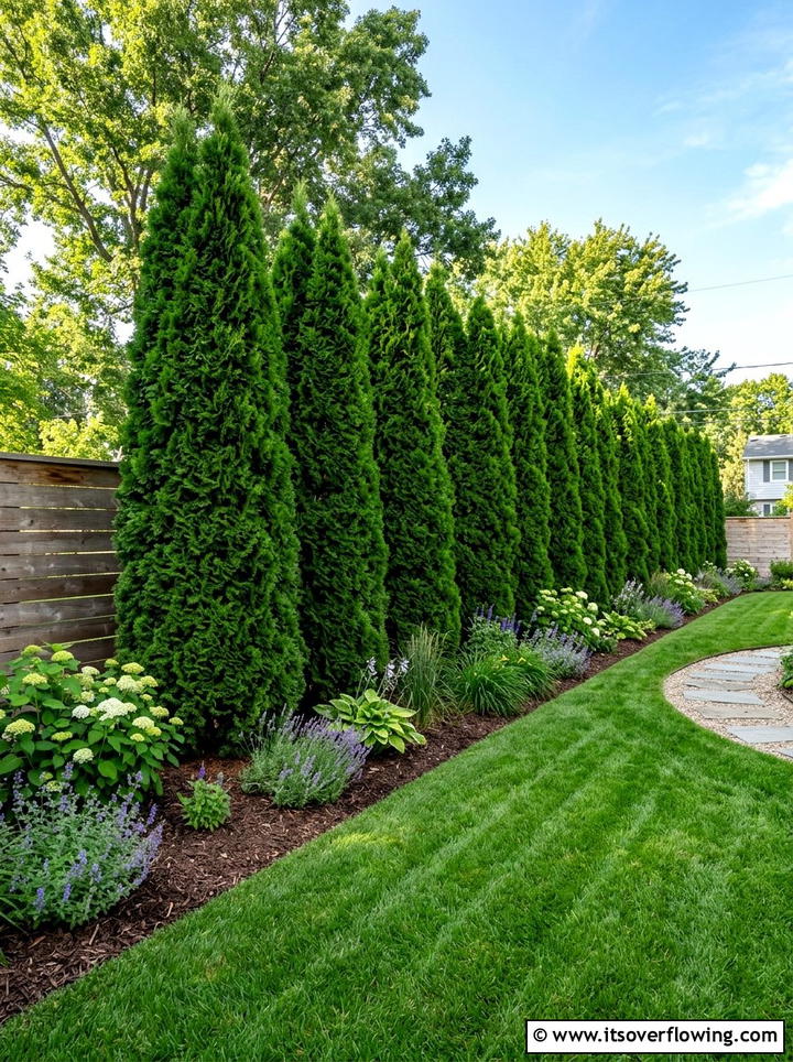Evergreen Privacy Screen - 25 backyard ideas for winter ambiance