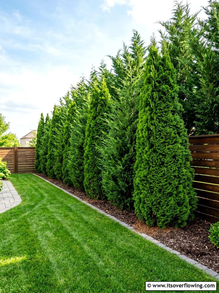 Evergreen Privacy Trees - 25 backyard ideas for year round use