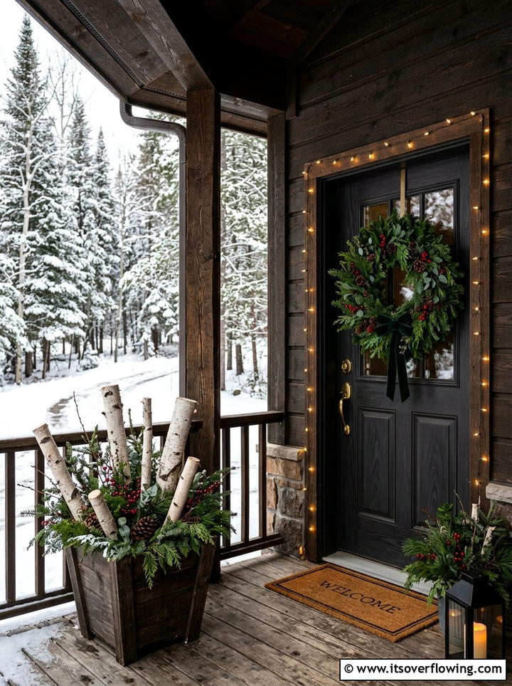 Evergreen Winter Porch - 25 front porch ideas with seasonal wreaths