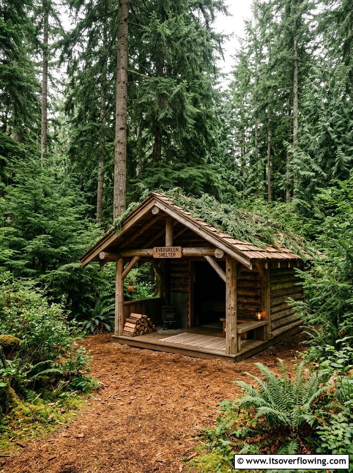 Evergreen shelter - 25 backyard ideas with bird garden