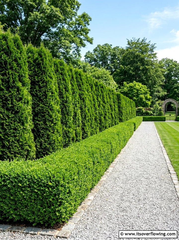 Evergreen shrub border - 25 creative garden ideas with low maintenance design