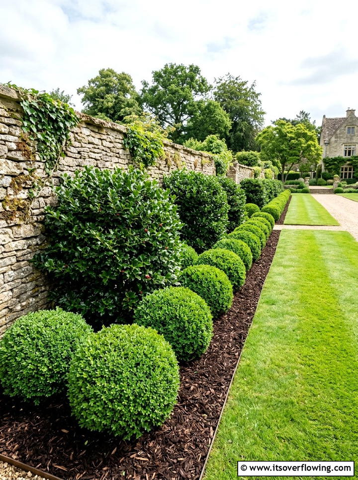 Evergreen shrub border - 25 small garden ideas with low maintenance plants