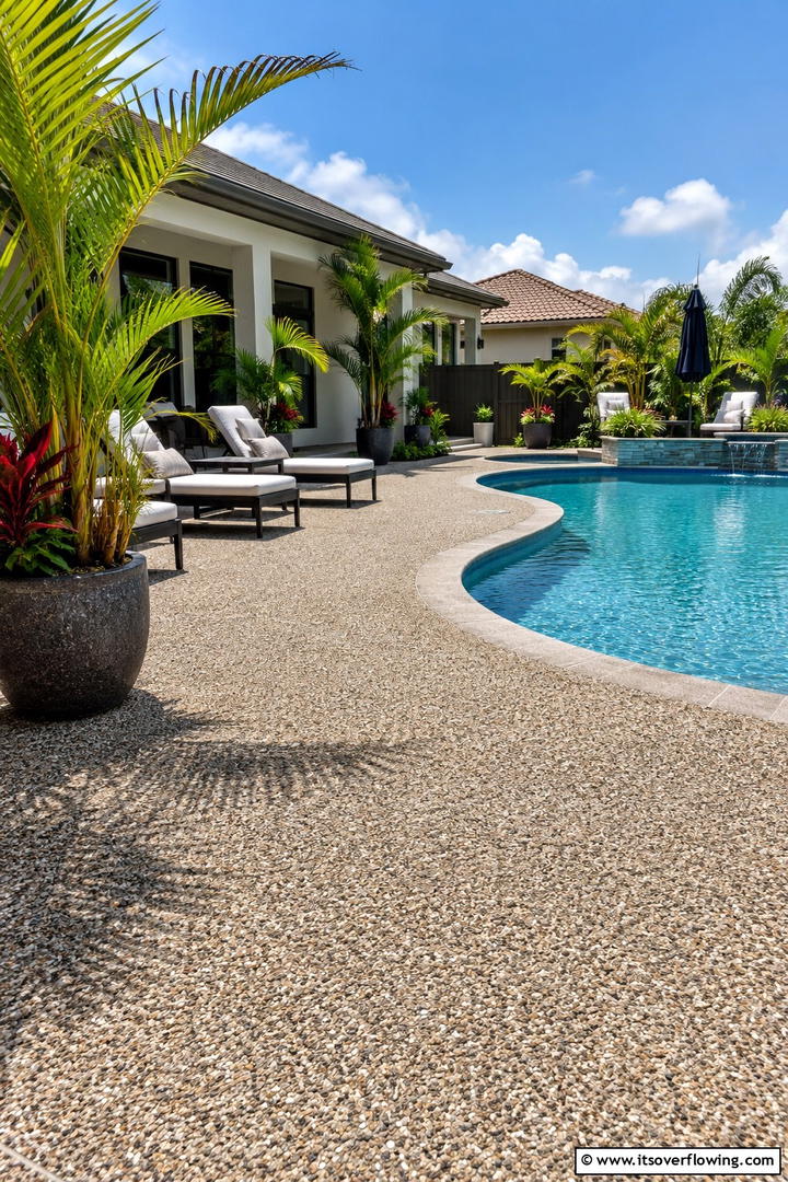 Exposed Aggregate Finish - 20 Stylish Concrete Pool Deck Ideas for Your Backyard