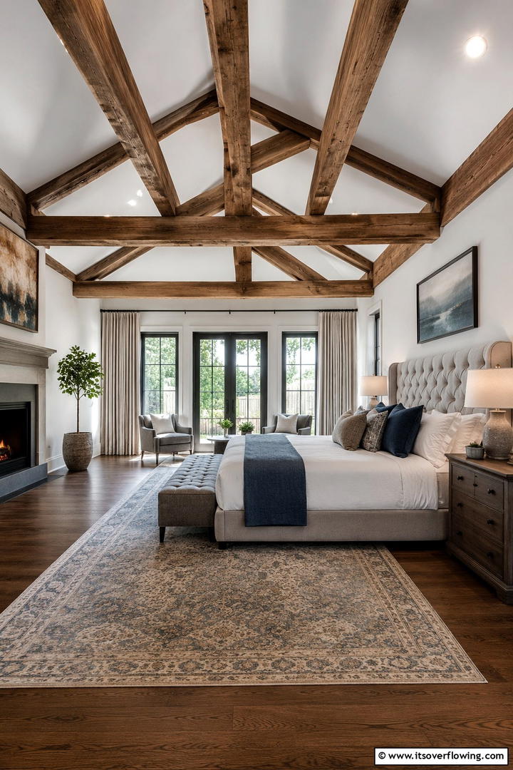 Exposed Beam Brilliance - 30 Rustic Bedroom Ideas to Create a Warm and Inviting Space