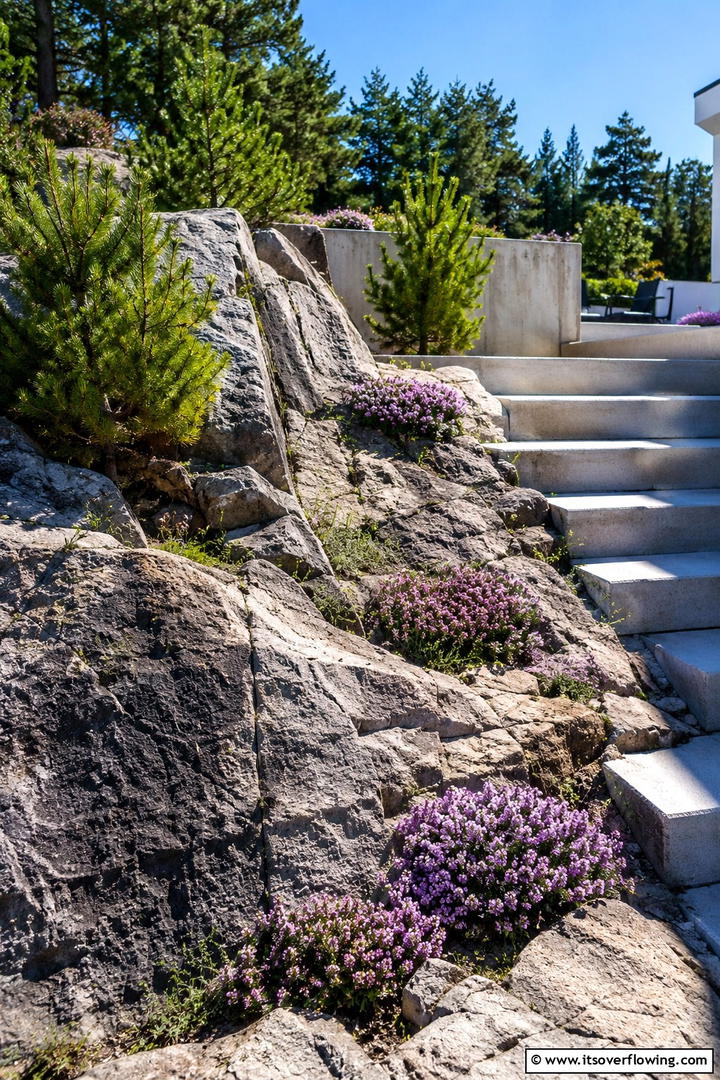 Exposed Stone Landscape - 30 Stone Garden Ideas for Natural Outdoor Landscaping Designs