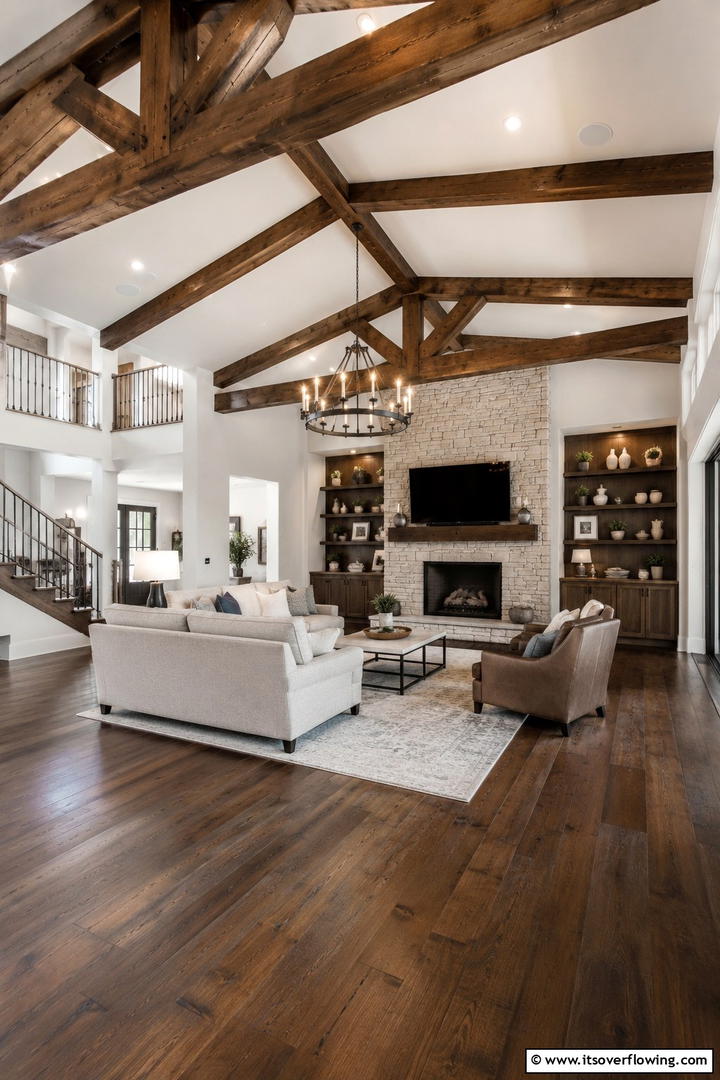 Exposed Wood Beams - 50 Living Room Fall Decor Ideas for Cozy Autumn Updates