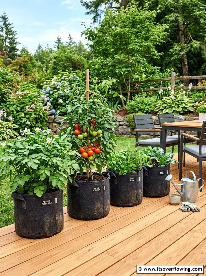 Fabric Grow Bag Setup - 25 creative garden ideas with container vegetables