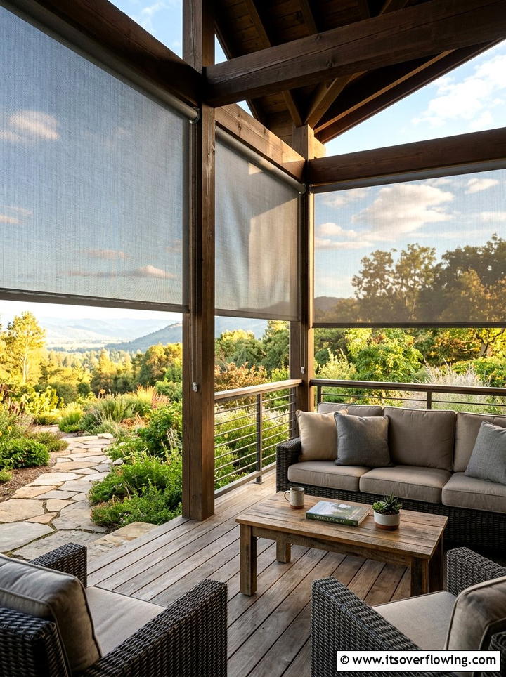 Fabric Roller Shades - 25 front porch ideas with privacy screens