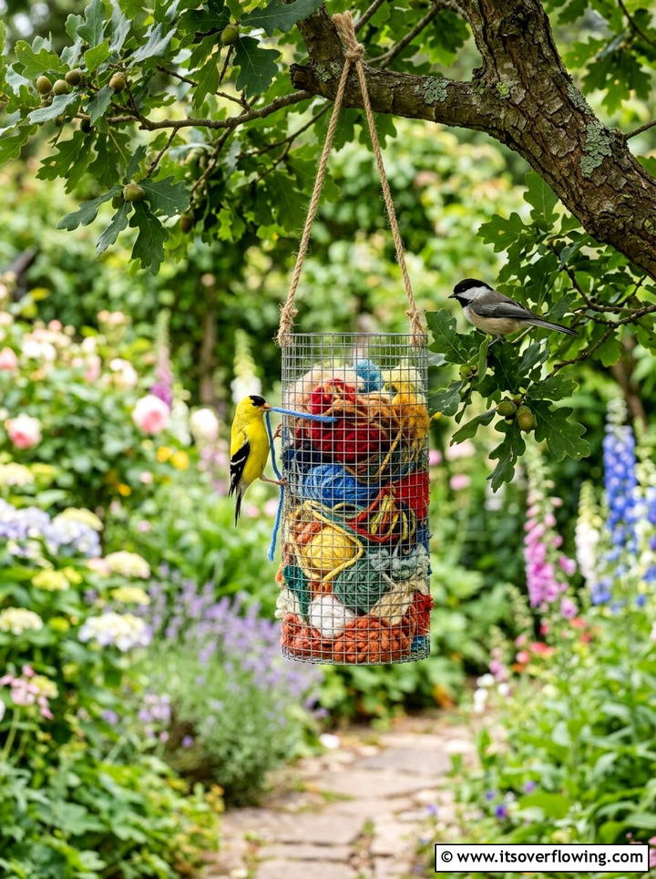 Fabric Scrap Bird Nests - 25 upcycled garden ideas with fabric scraps