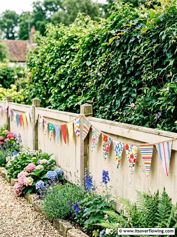 Fabric Scrap Bunting - 25 upcycled garden ideas with fabric scraps