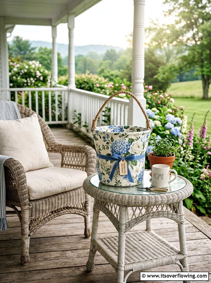 Fabric Wrapped Plastic Bucket - 25 recycled garden ideas with buckets