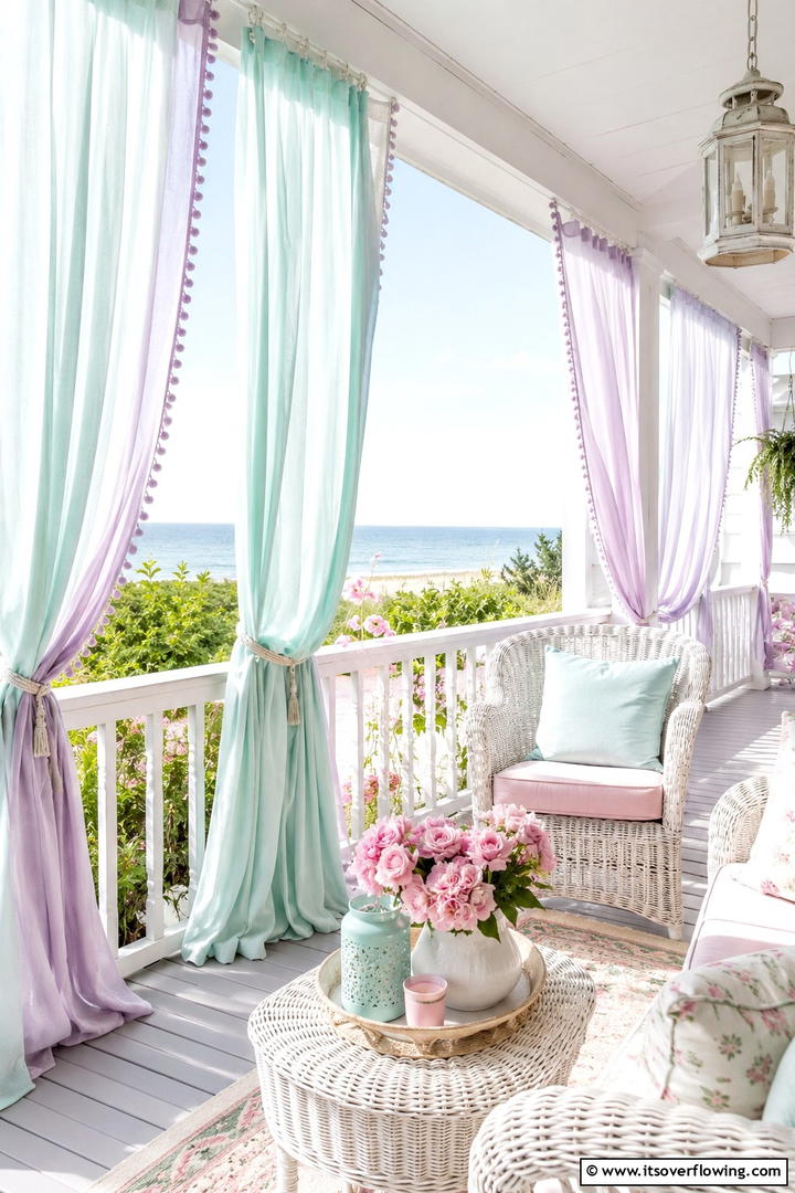 Faded Pastel Hues - 30 Patio Curtain Ideas to Enhance Outdoor Privacy & Style