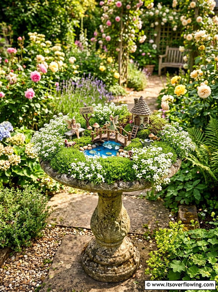 Fairy Garden Birdbath - 25 garden ideas with fairy gardens