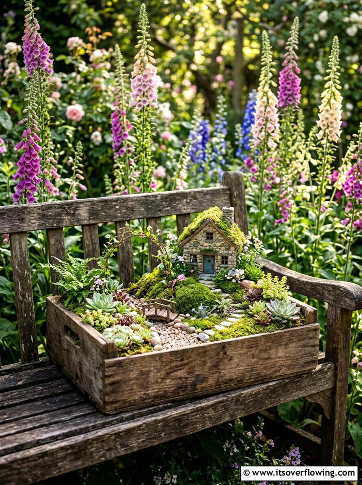 Fairy Garden Container - 25 upcycled garden ideas with old crates