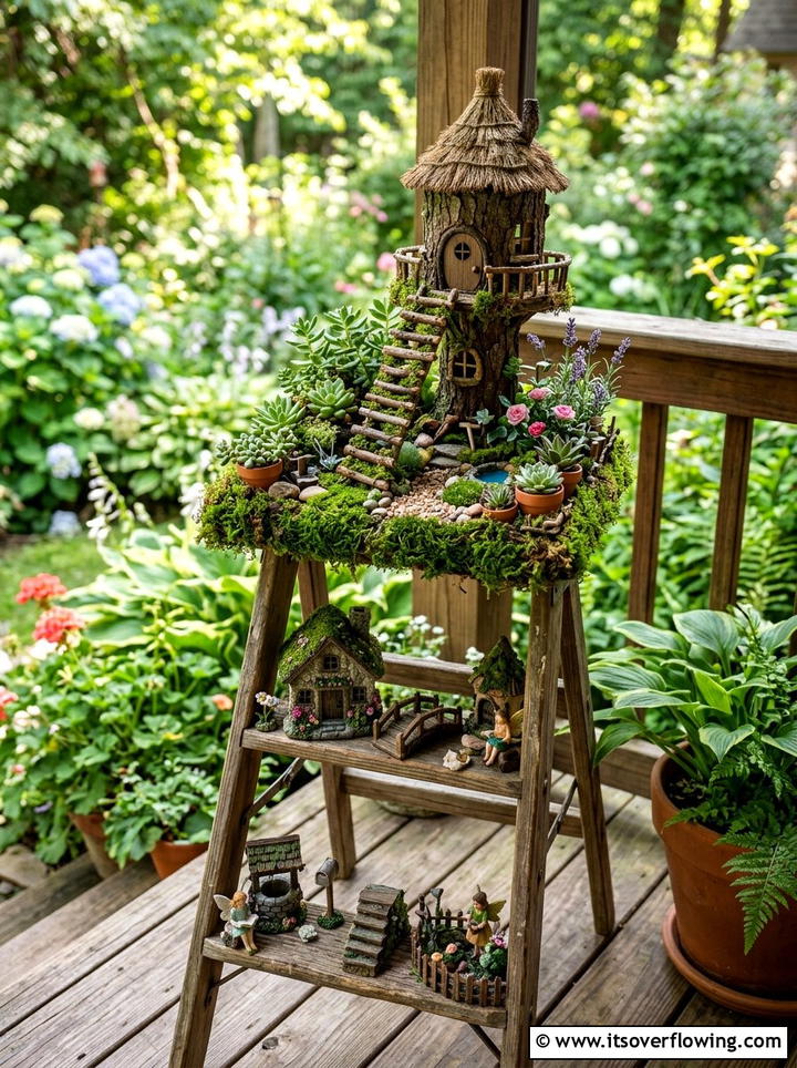 Fairy Garden Ladder Miniature - 25 garden ideas with old ladders