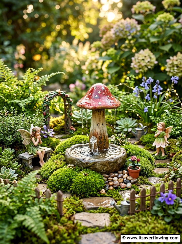 Fairy Garden Mini Fountain - 25 garden decor ideas with mini fountains