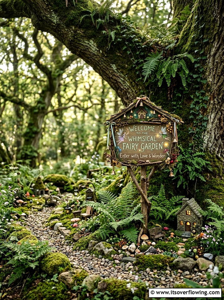 Fairy Garden Sign - 25 backyard decorating ideas with signs