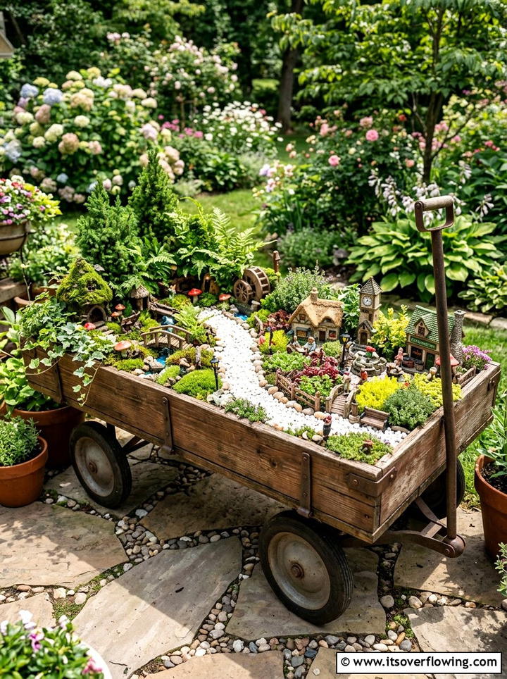 Fairy Garden Wagon - 25 garden ideas with fairy gardens