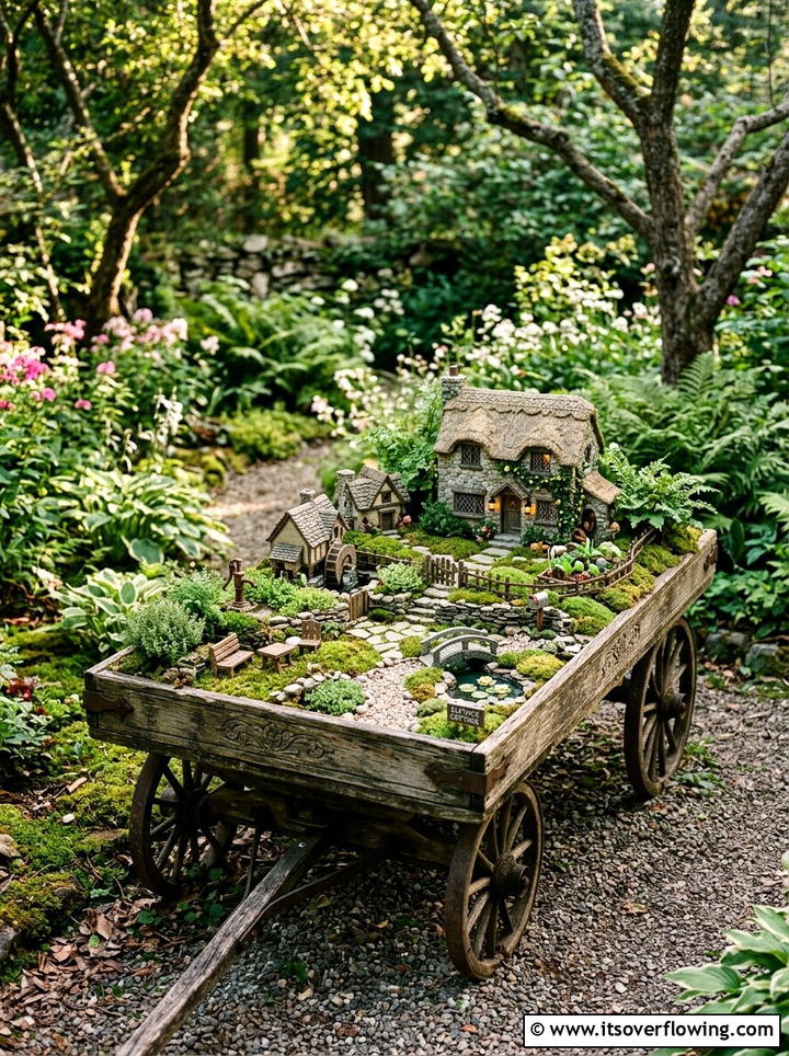 Fairy Garden Wagon - 25 garden decor ideas with wagons