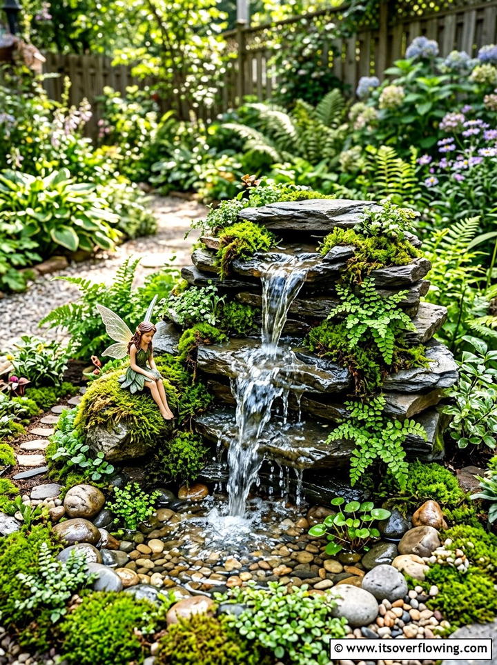 Fairy Garden Waterfall - 25 garden ideas with fairy gardens