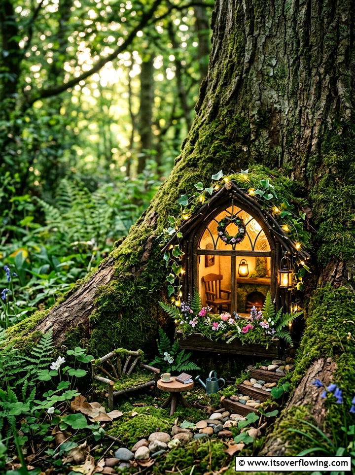 Fairy Garden Window House - 25 backyard decorating ideas with old window decor