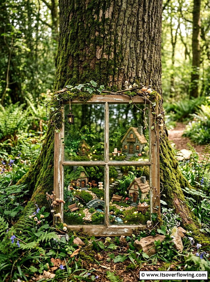 Fairy Garden Window - 25 upcycled garden ideas with old windows