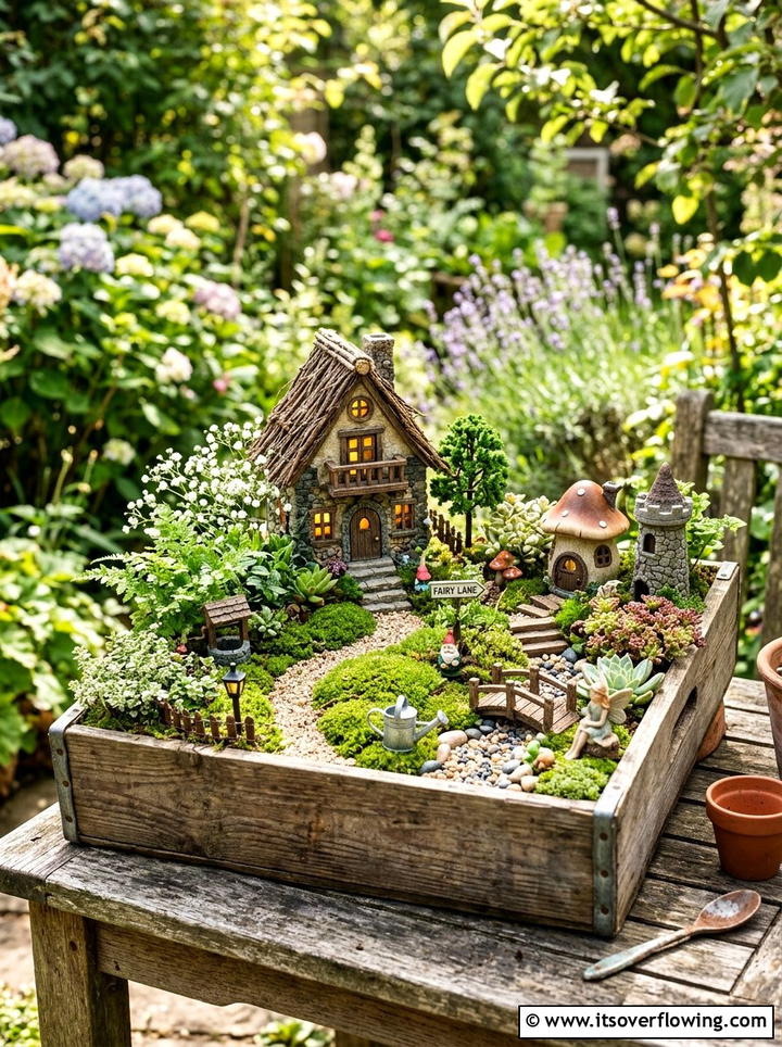 Fairy Garden in a Crate - 25 garden decor ideas with crates