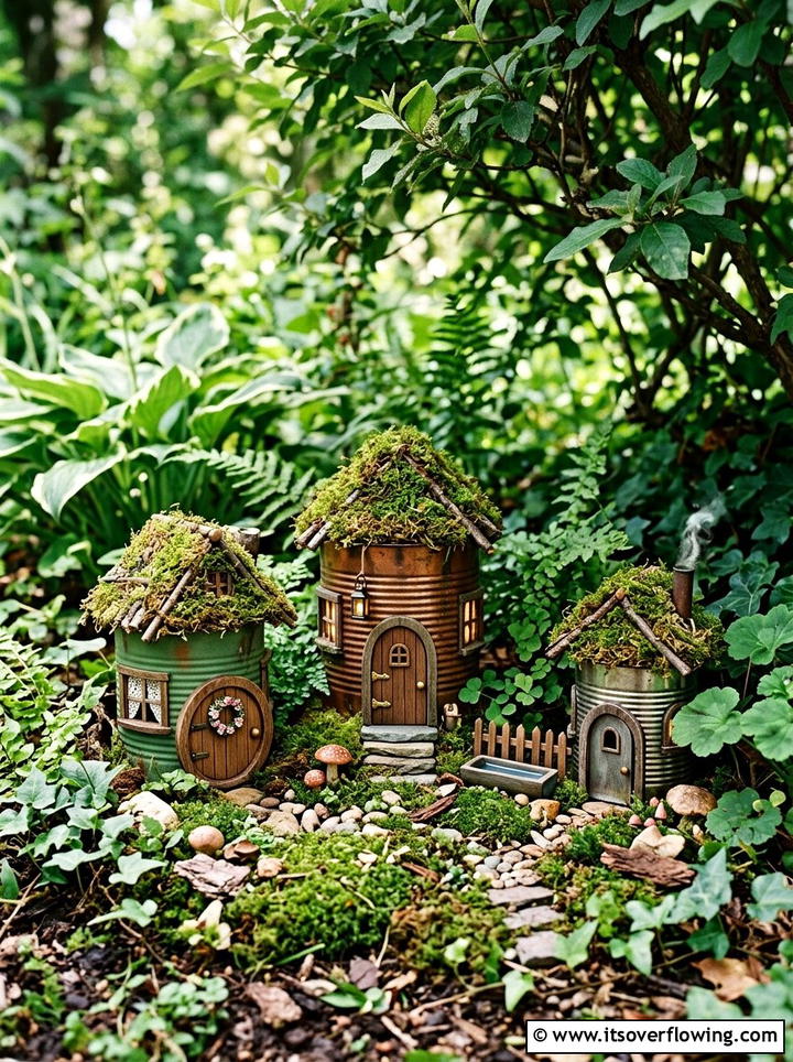 Fairy House Cans - 25 upcycled garden ideas with tin cans