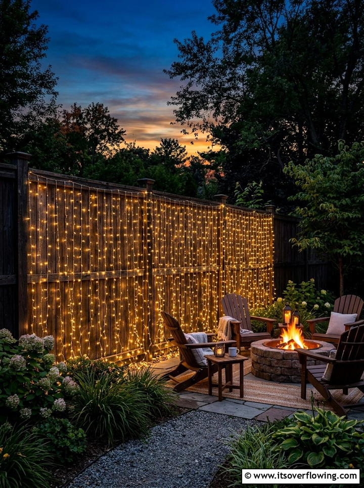 Fairy Light Curtain - 25 backyard decorating ideas with wall decor