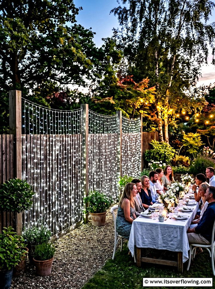 Fairy Light Curtains - 25 garden ideas with fence decor