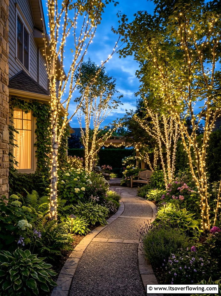 Fairy Light Trees - 25 garden decor ideas for side yards