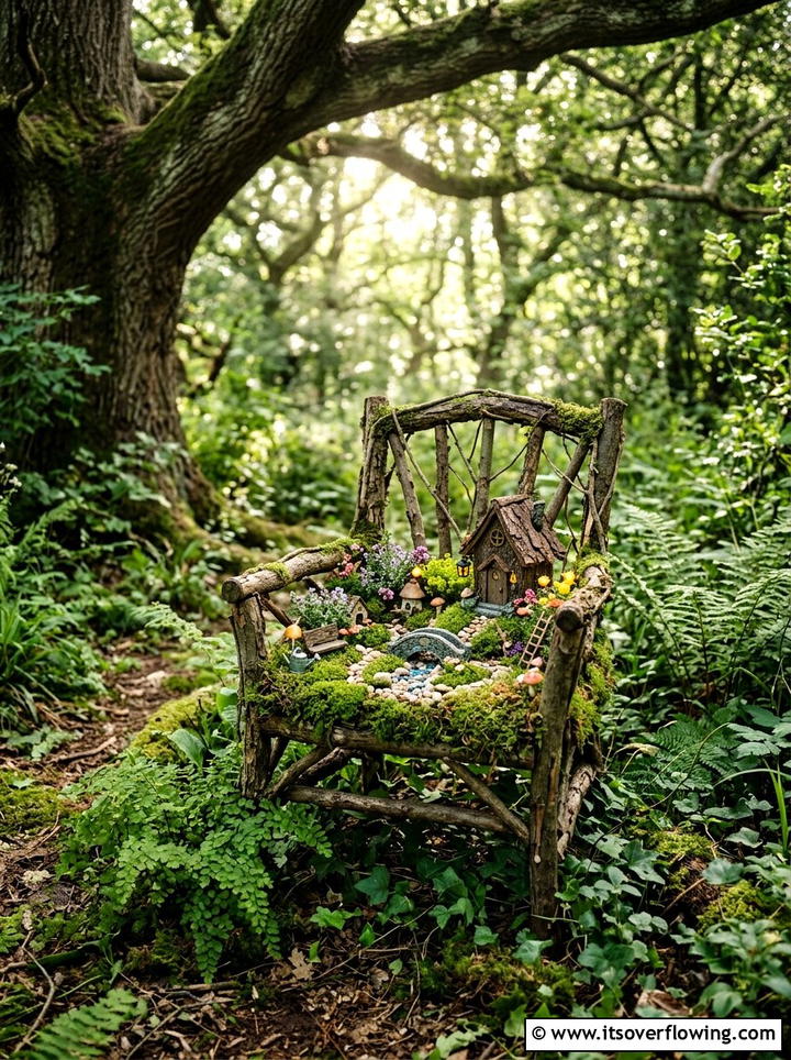 Fairy garden chair - 25 upcycled garden ideas with old chairs