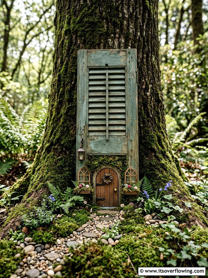 Fairy garden house - 25 upcycled garden ideas with old shutters