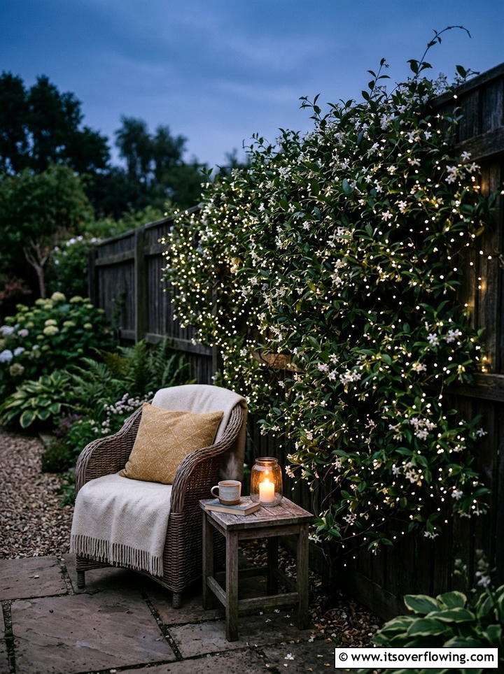 Fairy lights for fence - 25 backyard decorating ideas with fence decor