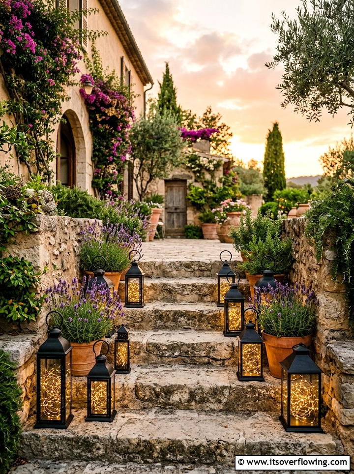 Fairy lights in glass lanterns - 25 garden decor ideas with fairy lights