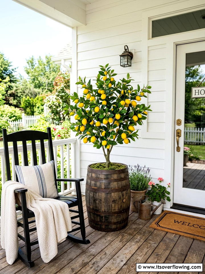 Fake lemon tree porch - 25 front porch ideas with faux plants