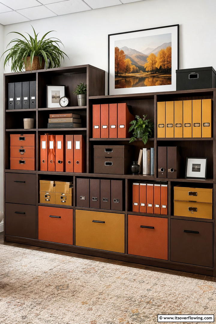 Fall Color Office Filing System - 50 Fall Office Decor Ideas for A Sleek, Calm Workspace